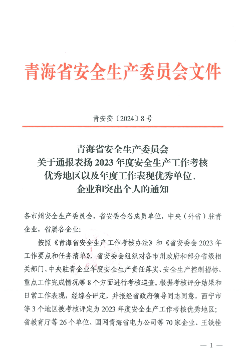 喜報(bào)！2023年度安全生產(chǎn)工作優(yōu)秀企業(yè)和突出個(gè)人名單揭曉！
